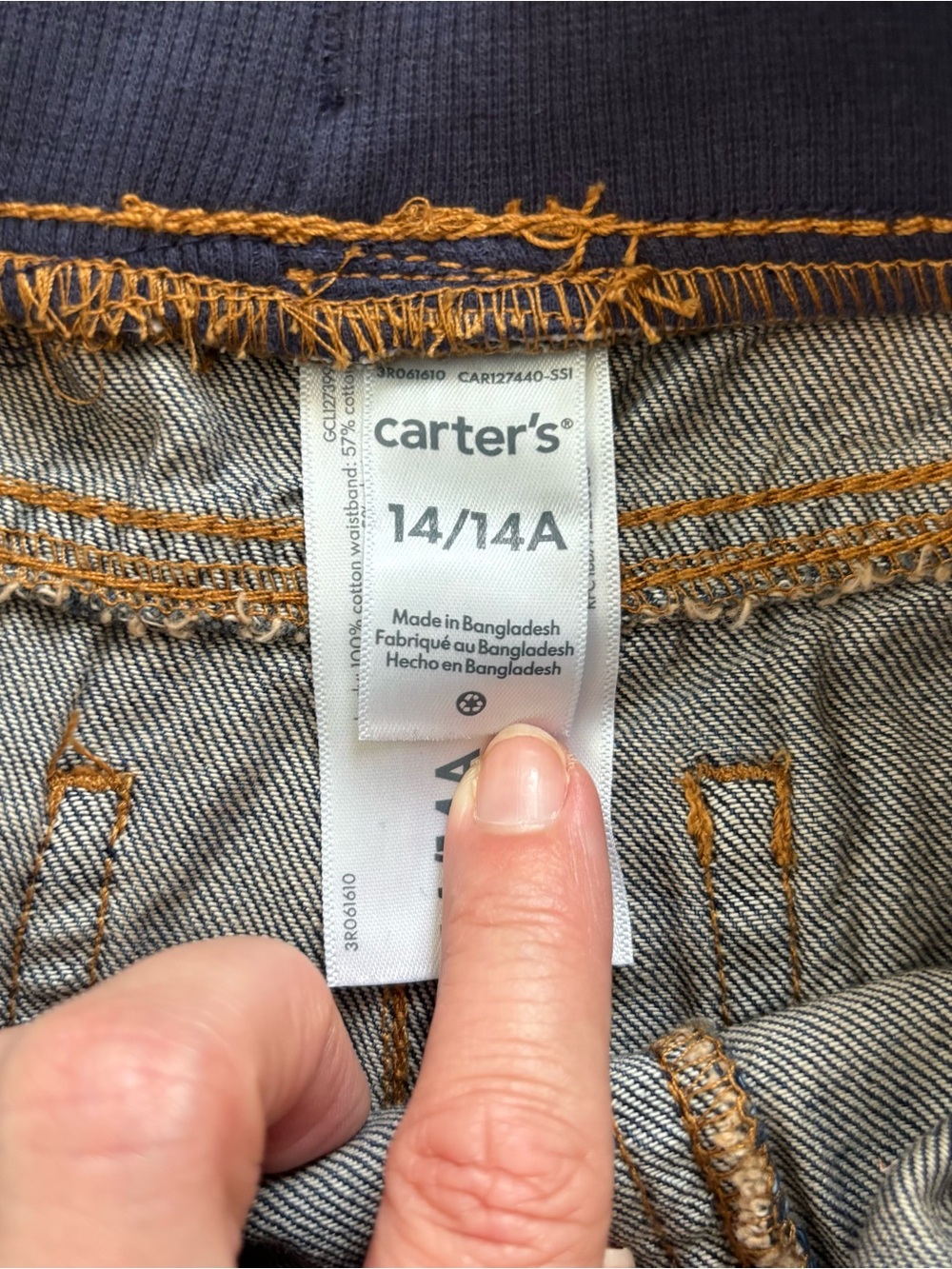 Carter’s Boys Dark Wash Pull-On Jeans with Elastic Waist Size 14 NWT - Picture 4 of 6